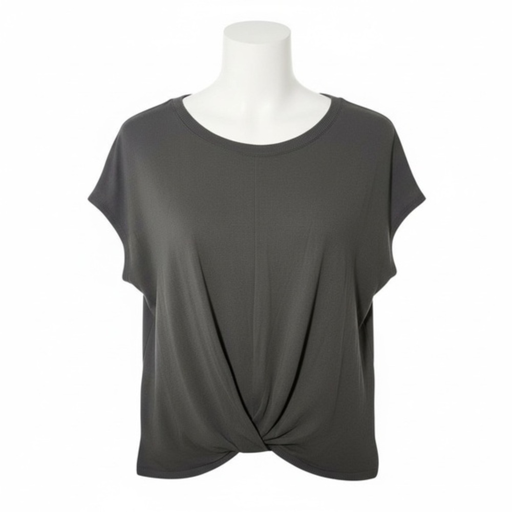 Time and Tru Black Twist-Front Top | Size M (8–10) | Soft Stretch Tee